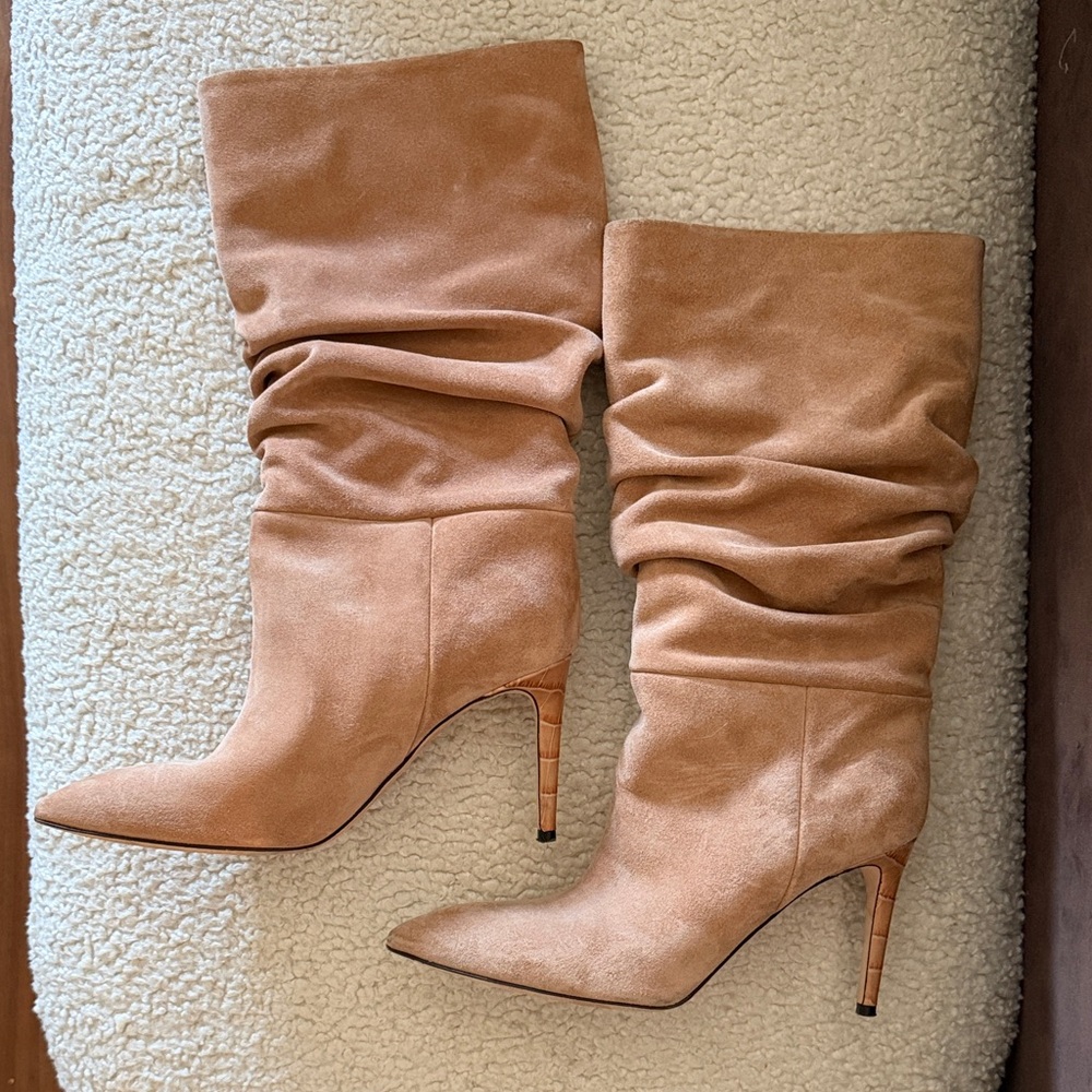 Paris Texas Camel Suede Heeled Slouchy Boots